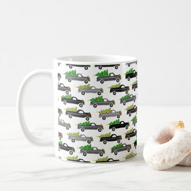Niedliche Weihnachtswagen Trees Xmas Urlaub Kaffeetasse (Mit Donut)