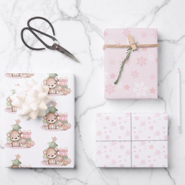 Niedliche Weihnachtswaschpapier-Blätter Geschenkpapier Set (Vorderseite)