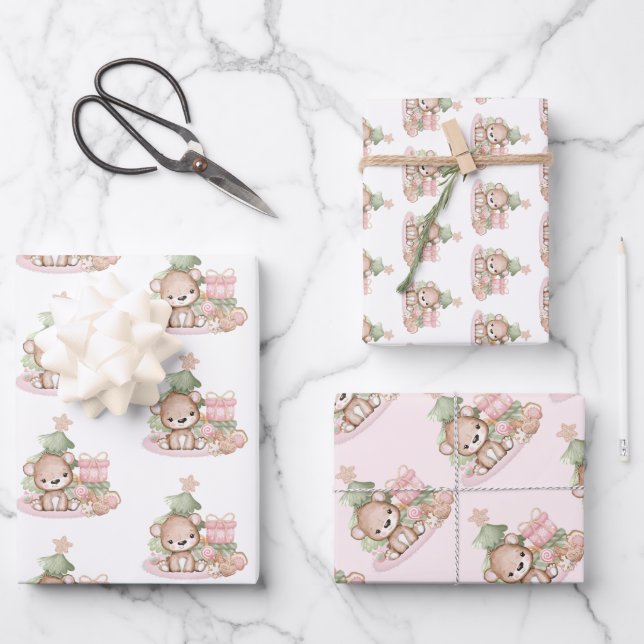 Niedliche Weihnachtswaschpapier-Blätter Geschenkpapier Set (Vorderseite)