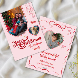 Niedliche WeihnachtsWeihnachtsfeier 3 Foto pink Feiertagskarte