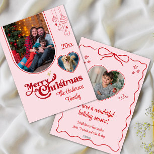 Niedliche WeihnachtsWeihnachtsfeier 3 Foto pink Feiertagskarte