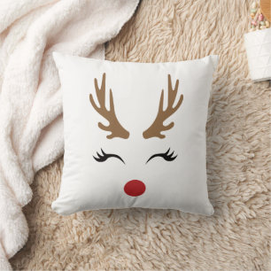 Niedliche Weihnachtsweihnachtsfeier Lächeln Rentie Kissen