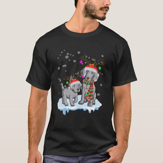 Niedliche Weihnachtsweimaraner-Weihnachtsmannmütze T-Shirt (Vorderseite)