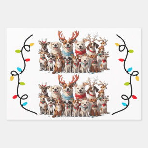 Niedliche Weihnachtswelpen Geschenkpapier Set