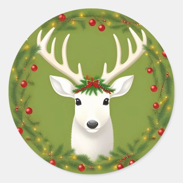 Niedliche Weihnachtswild Runder Aufkleber (Vorderseite)