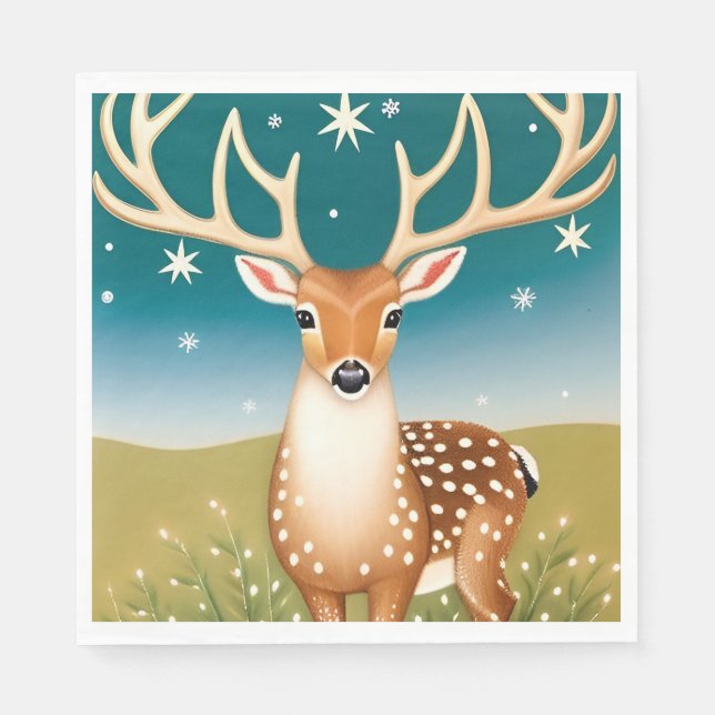Niedliche Weihnachtswild Serviette (Vorderseite)