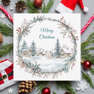 Niedliche Weihnachtswinterkarte Einladung