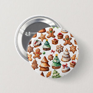 Niedliche Weihnachtswinterkuchen Illustration Button