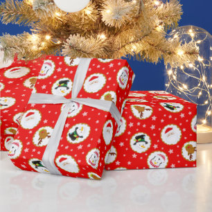 Niedliche Weihnachtszeichen Muster auf Rot Geschenkpapier