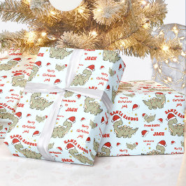 Niedliche Weihnachtszeit Dinosaurier Santasaurus B Geschenkpapier