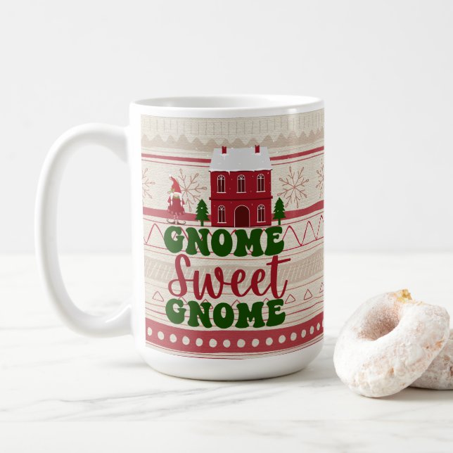 Niedliche Weihnachtszwerge Kaffeetasse (Mit Donut)