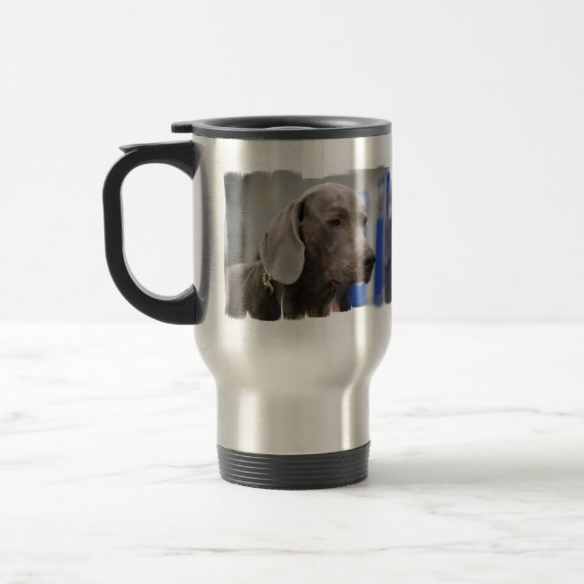 Niedliche Weimaraner Reise-Tasse Reisebecher (Links)
