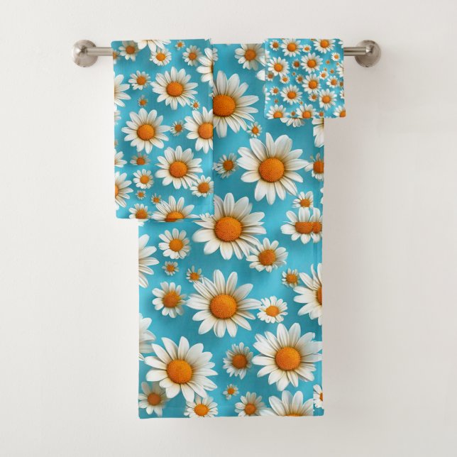 Niedliche weiße Blume Badhandtuch Set (Insitu)