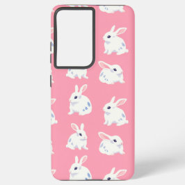 Niedliche weiße Bunnies auf Rosa - Adorable Muster Samsung Galaxy Hülle