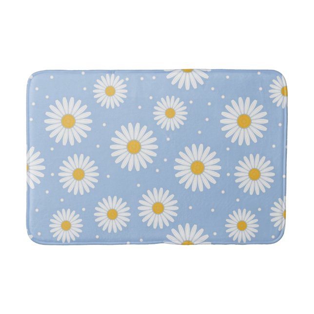 Niedliche weiße Daisy Blue Bath Mat. Badematte (Vorderseite)