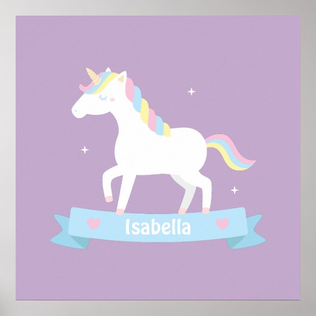 Niedliche, weiße Einhorn Girls Zimmerdekor Poster (Vorne)