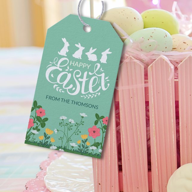 Niedliche Weiße Frühlingssonne Wildblume Frohe Ost Geschenkanhänger (Von Creator hochgeladen)