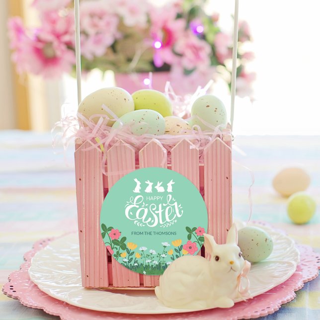 Niedliche Weiße Frühlingssonne Wildblume Frohe Ost Runder Aufkleber (Von Creator hochgeladen)