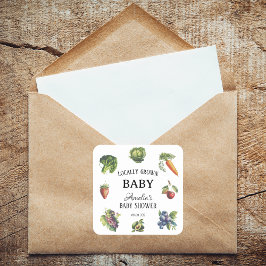 Niedliche, weiße, hiesige Babydusche Quadratischer Aufkleber