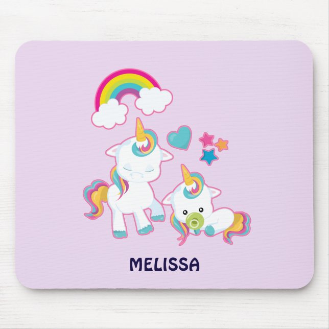 Niedliche weiße Hörner Magische Mama & Baby Mousepad (Vorne)