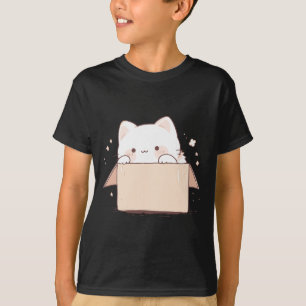 Niedliche weiße Katze in einer Box Japanischer Kaw T-Shirt