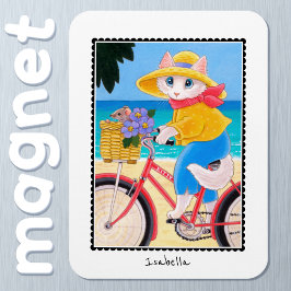 Niedliche Weiße Katze Maus Beste Freunde Fahrradna Magnet