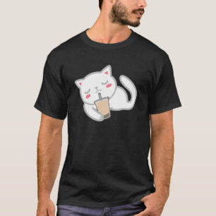 Niedliche weiße Katze mit Boba Angora Kittenblase T-Shirt