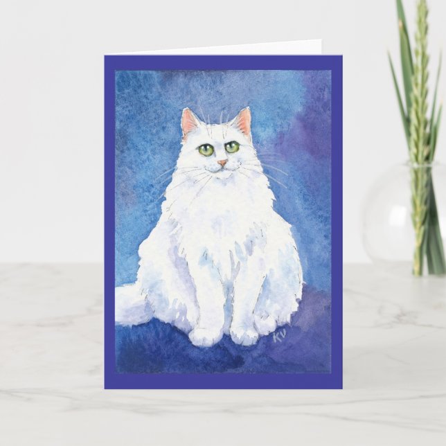 Niedliche weiße Katze oder Kätzchen Karte (Vorderseite)