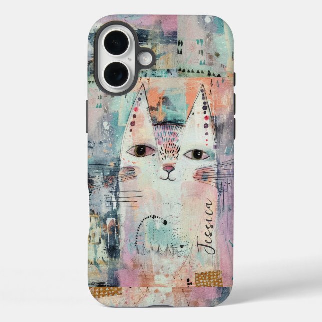 Niedliche weiße Katze Personalisiert Case-Mate iPhone Hülle (Rückseite)