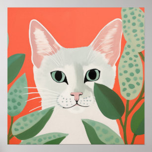 Niedliche weiße Katze Poster