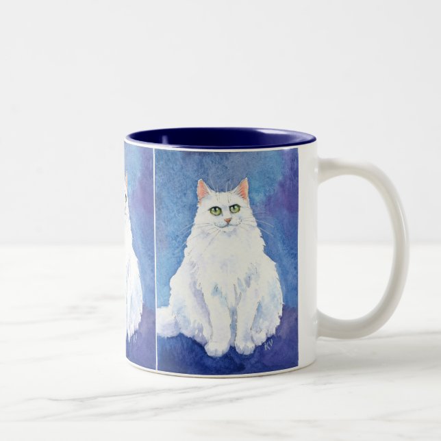 Niedliche weiße Katzen- oder Kätzchen-Tasse Zweifarbige Tasse (Rechts)
