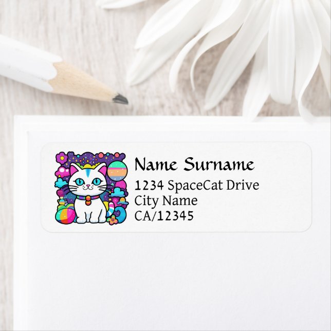 Niedliche weiße kosmische Weltraumkatze (Insitu)