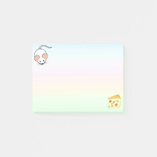 Niedliche, weiße Maus & Käse in Pastellfarben Post-it Klebezettel
