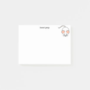 Niedliche weiße Maus und Kalligraphie Post-it Klebezettel