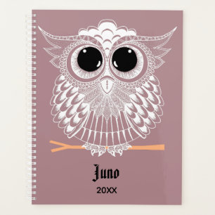 Niedliche Weiße Owl Mandala Doodle Henna Muster Planer
