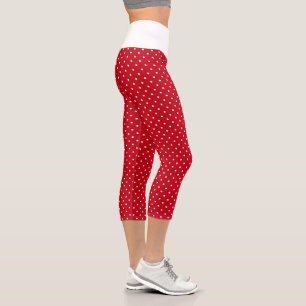 Niedliche weiße Polka Punkte auf Red Capri Leggings