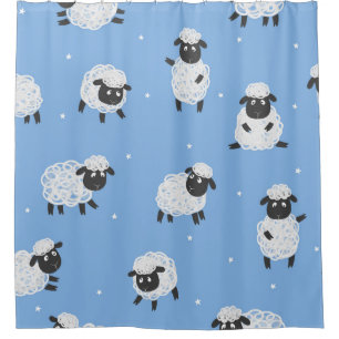 Niedliche weiße Schafe: Vintage Lämmer. Duschvorhang