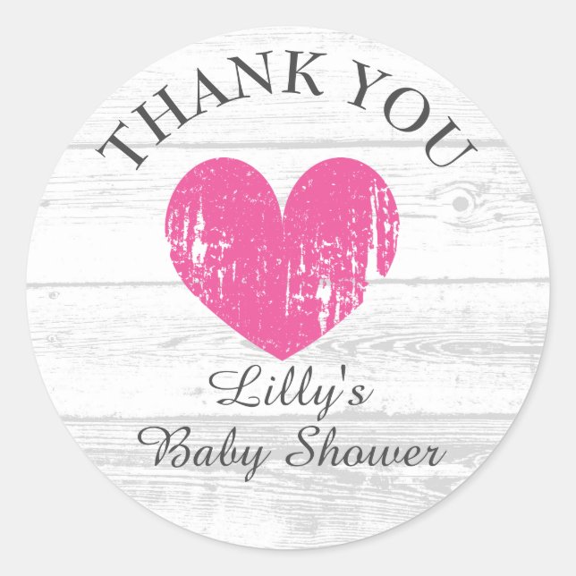 Niedliche weiße Scheune aus rosa Herzmuscheldusche Runder Aufkleber (Vorderseite)