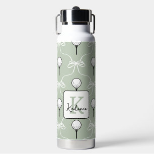 Niedliche Weiße Schleife Golf Muster Monogramm Trinkflasche