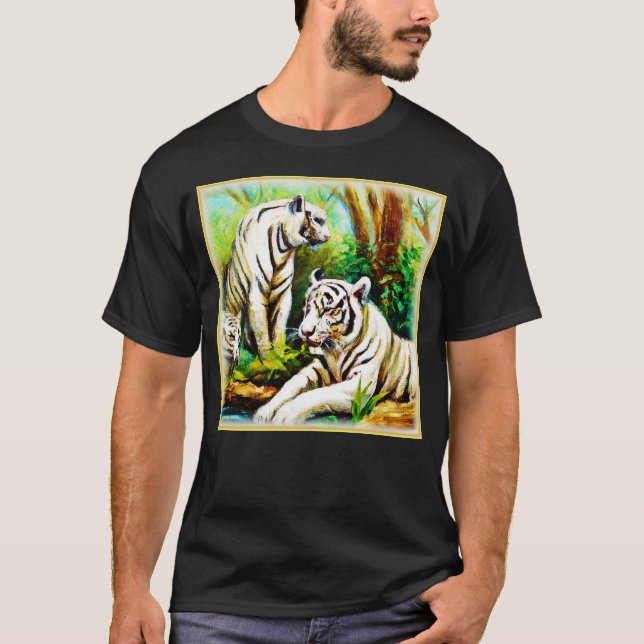 Niedliche weiße Tiger im Dschungel. Jetzt kaufen T-Shirt (Vorderseite)