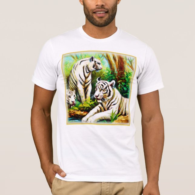 Niedliche weiße Tiger im Dschungel. Jetzt kaufen T-Shirt (Vorderseite)