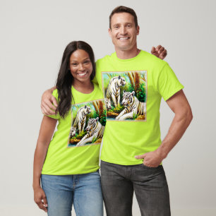 Niedliche weiße Tiger im Dschungel. Jetzt kaufen T-Shirt
