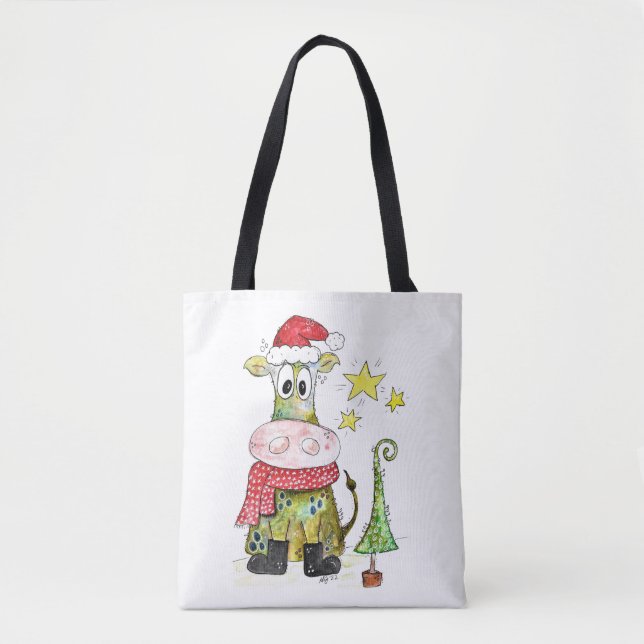 Niedliche weiße Weihnachtskuh (Vorderseite)