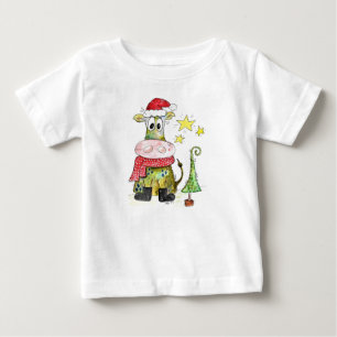 Niedliche weiße Weihnachtskuh Baby T-shirt