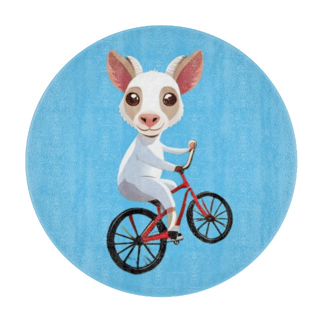 Niedliche, weiße Ziege auf dem Fahrrad Schneidebrett (Vorderseite)