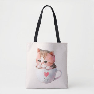 Niedliche weißrosa Katze im Tea Cup (2)