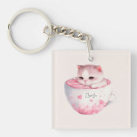 Niedliche weißrosa Katze im Tea Cup (3)