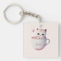 Niedliche weißrosa Katze im Tea Cup (4)