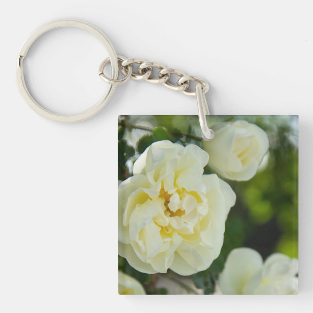 Niedliche Weißrosen für positive Schlüsselanhänger (Vorderseite)