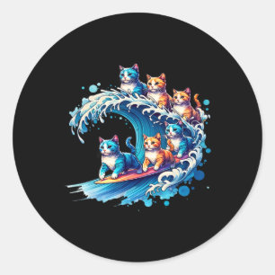 Niedliche Welle blauer Katzen für Kamala Funny 2 Runder Aufkleber